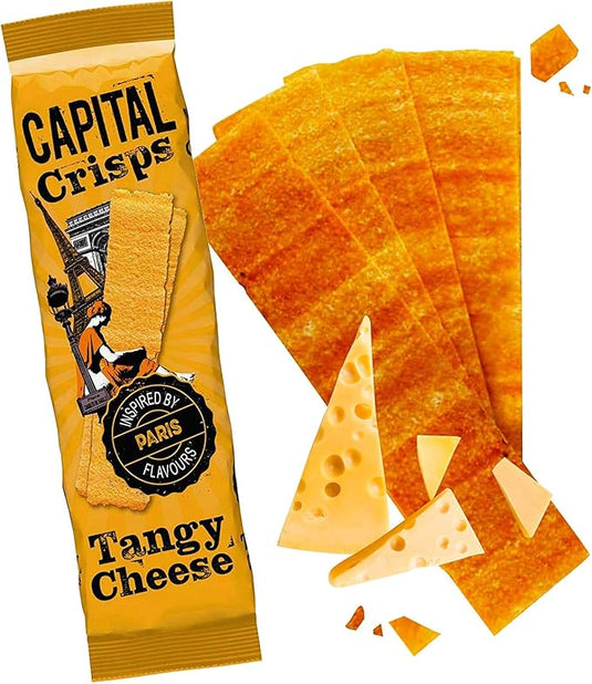 Capital Crisps Paris Tangy Cheese Pack of 10 x 75g - Elongated Crisps. Multipack Crisps, Vegetarian Snacks, Healthy Snack