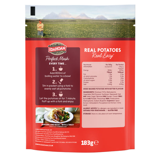 Idahoan Perfect Mash Potatoes Buttery 183g Sachet FAMILY size Case(10)