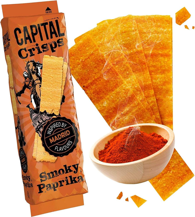 Load image into Gallery viewer, Capital Crisps Madrid Smoky Paprika Pack of 10 x 75g - Elongated Crisps. Multipack Crisps, Vegetarian Snacks, Healthy Snack

