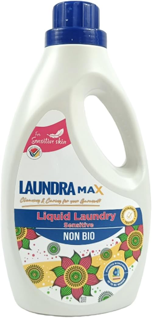 Sensitive Liquid Laundry Detergent – Dermatologically Tested Non Bio Concentrated Liquid Detergent for Washing Machine Stain Removal Laundry Liquid Detergent