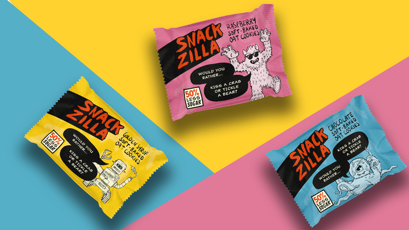 Load image into Gallery viewer, Snackzilla Soft-Baked Oat Cookies – Mixed Bundle | Raspberry | Chocolate | Golden Syrup

