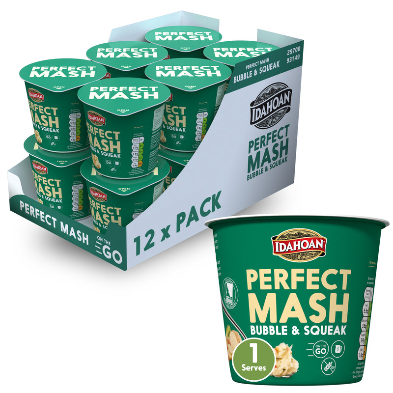Load image into Gallery viewer, Idahoan Perfect Mash Potatoes Bubble &amp; Squeak 55g Pots Pack of 12
