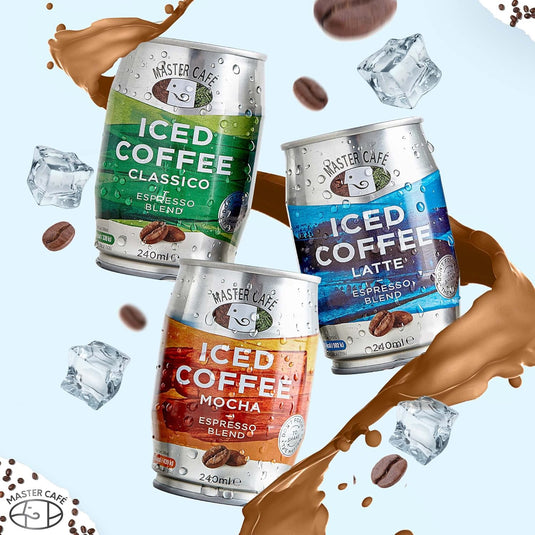 Master Café Iced Coffee in Cans, Mixed Pack of 12 - Mocha, Classico, Latte 240ml