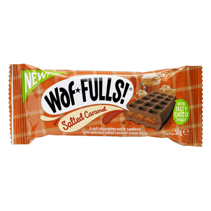Load image into Gallery viewer, Waffulls On-The-Go Snack Salted Caramel Waffle Sandwich 50g Case Box of 12
